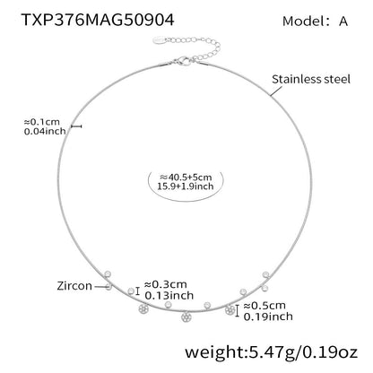 INS Minimalist Stitched Small Flower Round Zircon Necklace Bracelet Set