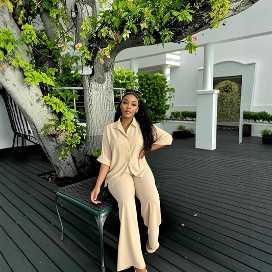 Shirt Wide Leg Trousers Suit Women