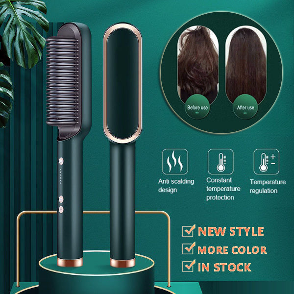 New 2 In 1 Hair Straightener Hot Comb Negative Ion Curling Tong Dual-purpose Electric Hair Brush - SD & CO.