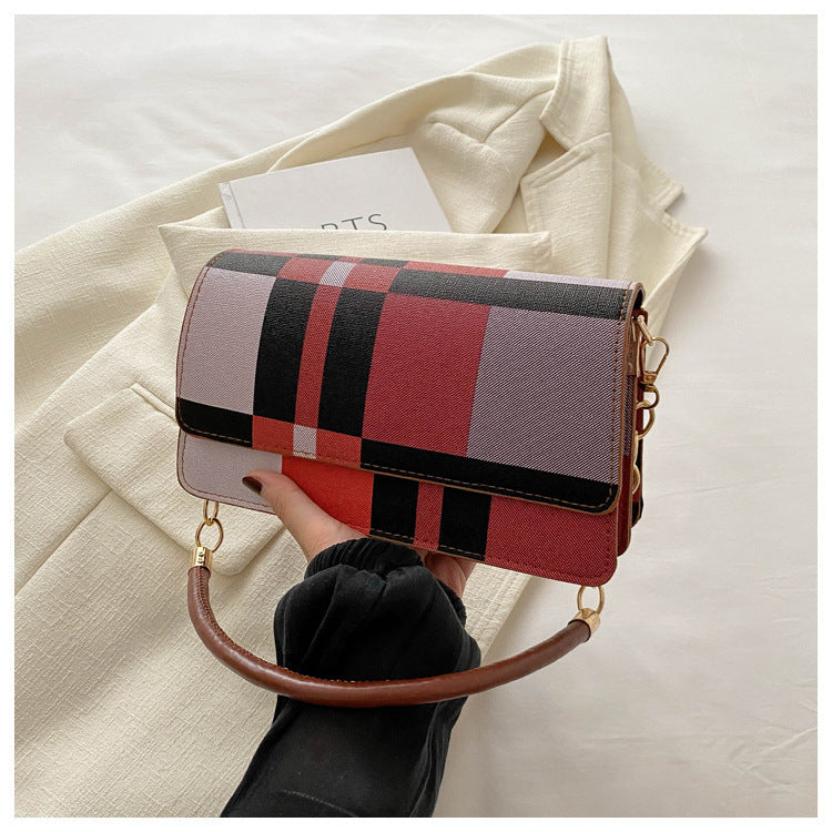 One-shoulder Portable Underarm Flow Color Contrast Patchwork Small Square Bag