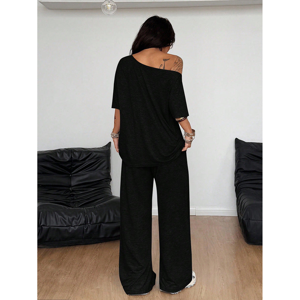 Retro Solid Color Casual Pants For Women, Loose Wide-leg Versatile