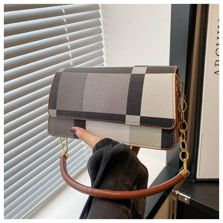 One-shoulder Portable Underarm Flow Color Contrast Patchwork Small Square Bag