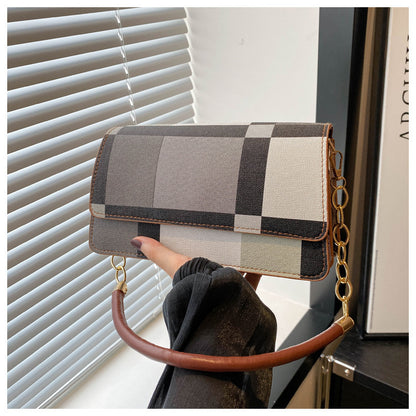 One-shoulder Portable Underarm Flow Color Contrast Patchwork Small Square Bag