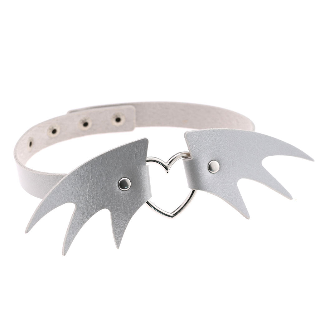 Punk style little devil PU leather collar bone collar