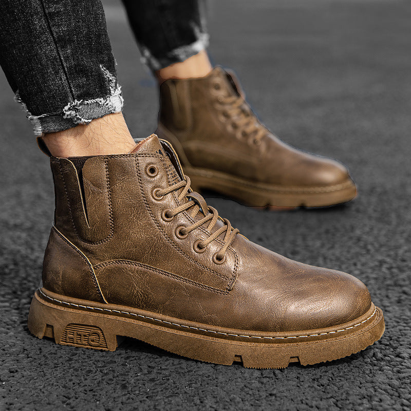 Autumn Leather Boots Men's Versatile Retro Trendy Versatile Casual Martin Shoes