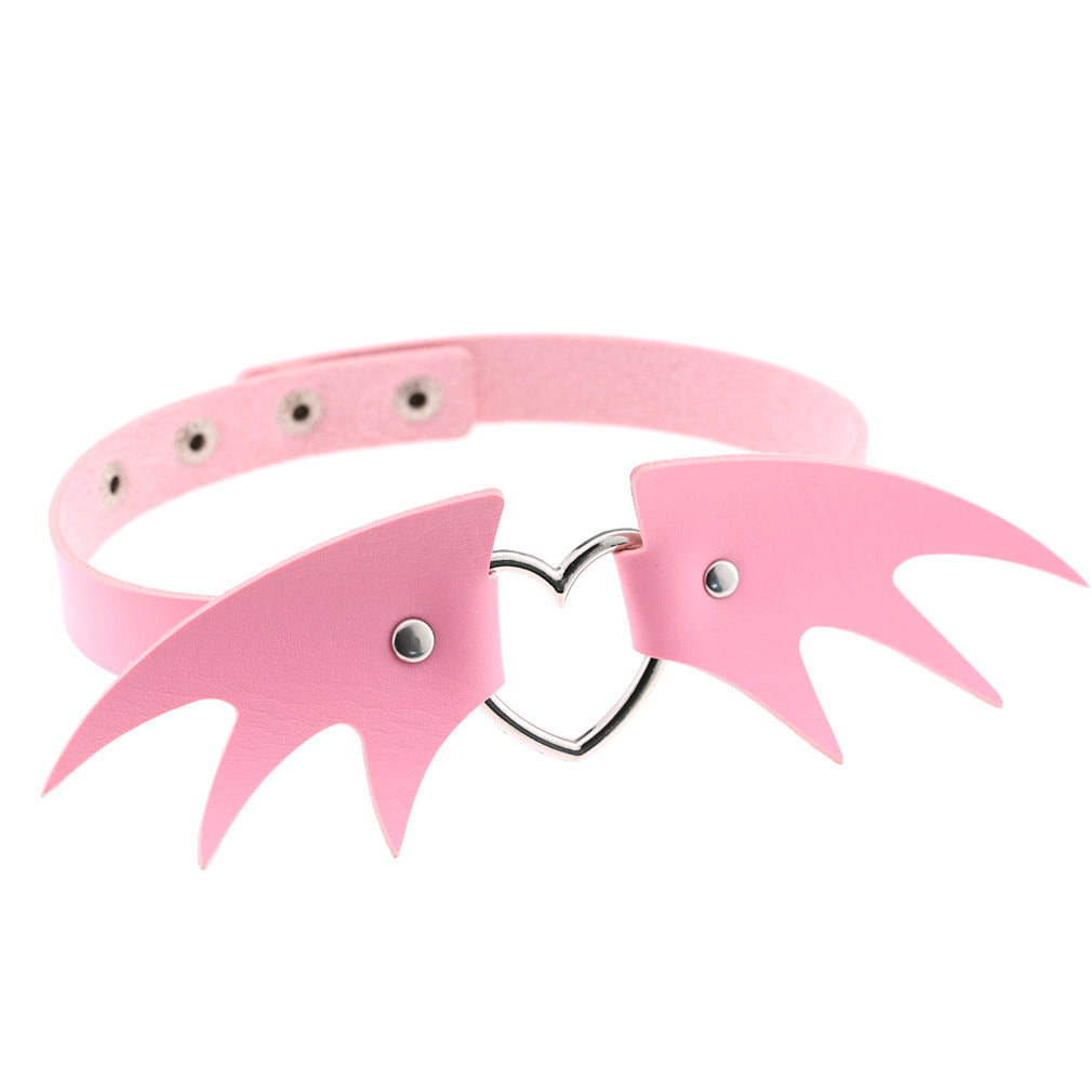 Punk style little devil PU leather collar bone collar