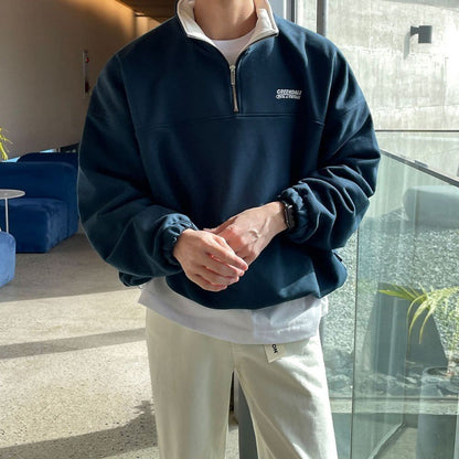 Trendy Half Zipper Men's Spring Loose Sweater - SD & CO.