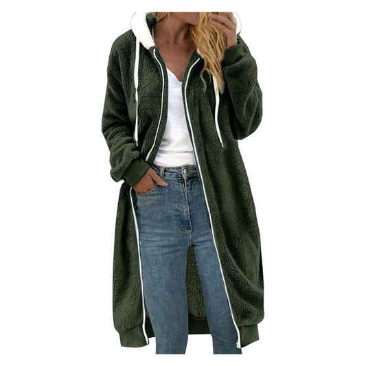 Women's Thick Mid-length Double-sided Plush Fur Hooded Coat Overcoat