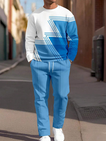 Fashion Men's Casual Sporty Round Neck Sweatshirt And Pants Two-piece Set - SD & CO.