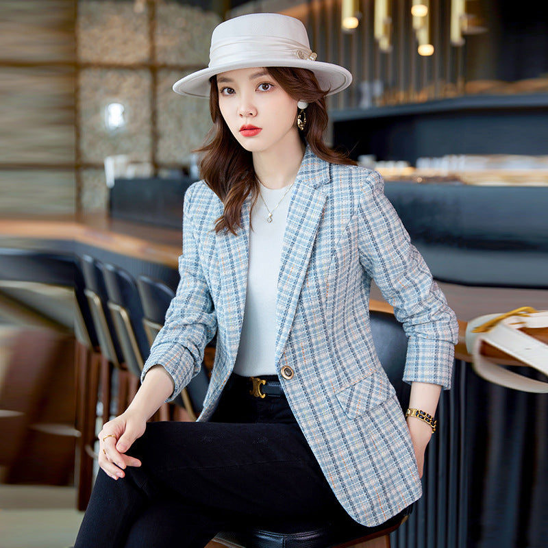 Casual Plaid Autumn Western Style Women's Clothing Long Coat - SD & CO.