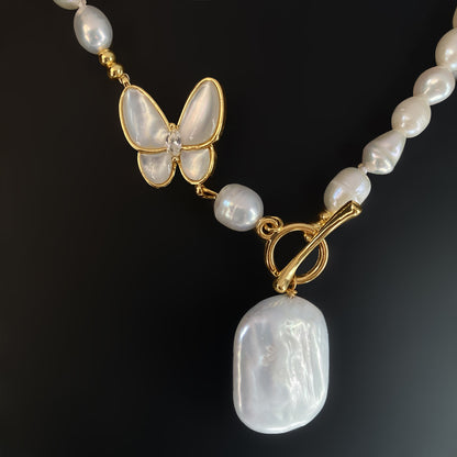 Simple And Niche Design Butterfly Pearl Necklace