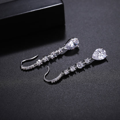 Europe And America Long Drop Earrings Copper Inlaid Strip