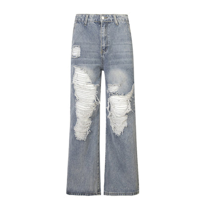 Ripped Denim Trousers For Men And Women