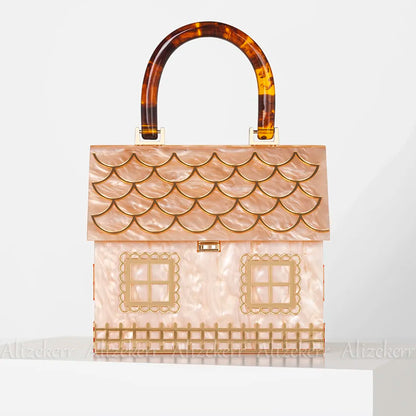 Copy of Box Evening Clutch Bags Women Luxury Designer  Acrylic Handle House Shaped Purses And Handbags Wedding Party