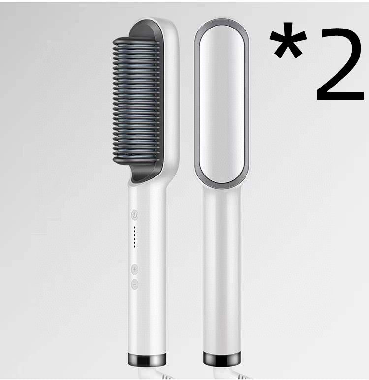 New 2 In 1 Hair Straightener Hot Comb Negative Ion Curling Tong Dual-purpose Electric Hair Brush - SD & CO.