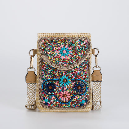 Rice Bead Bag Woven Women's Shoulder