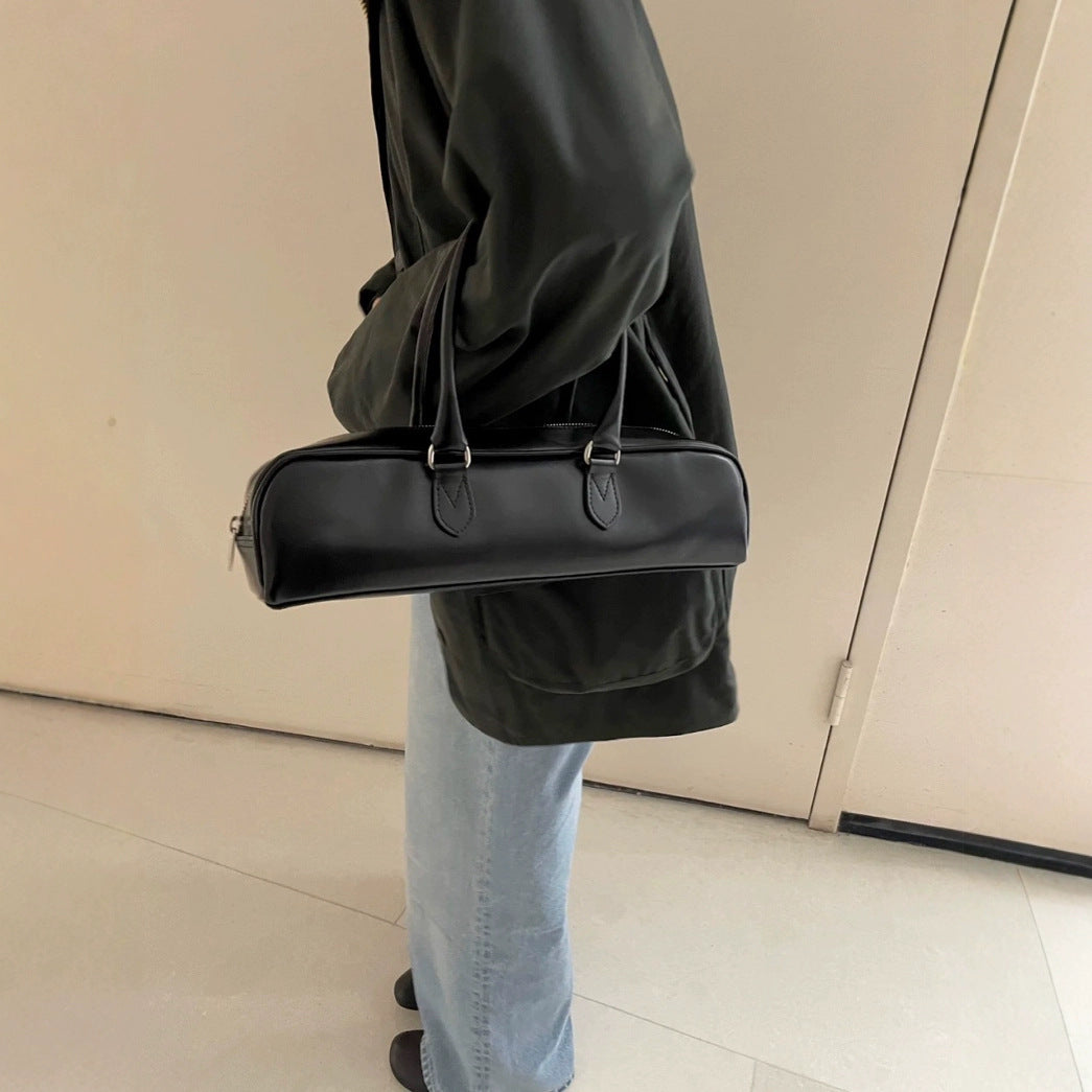 Cowhide French Stick Long Hand-carrying Sweet Underarm Bag