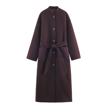 Long Belted Elegant Coat For Women