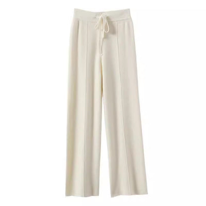 Draped Floor-length Knit Casual Pants