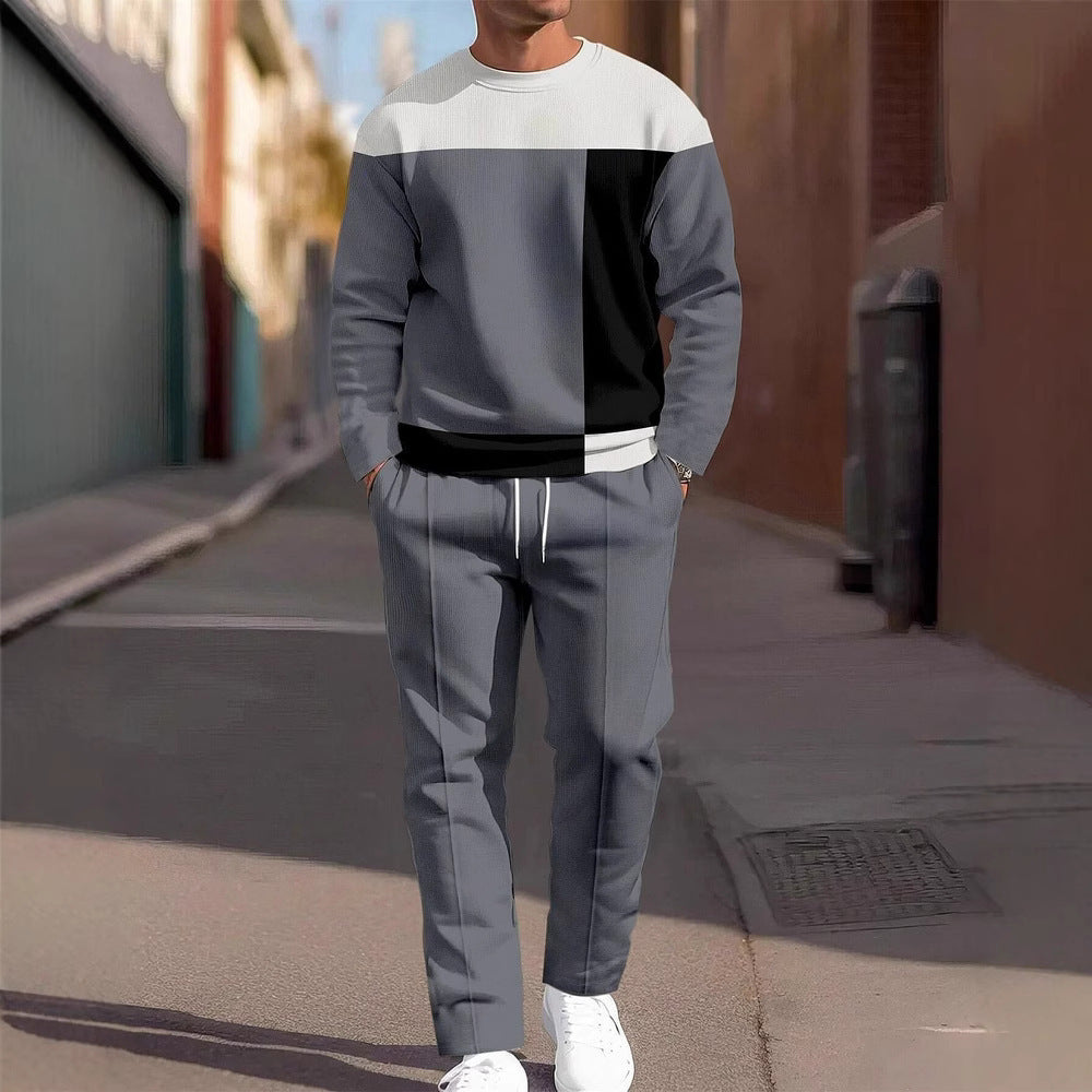 Fashion Men's Casual Sporty Round Neck Sweatshirt And Pants Two-piece Set - SD & CO.