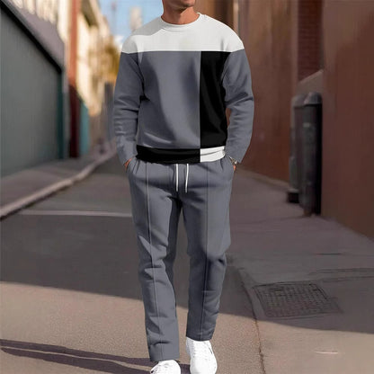 Fashion Men's Casual Sporty Round Neck Sweatshirt And Pants Two-piece Set - SD & CO.