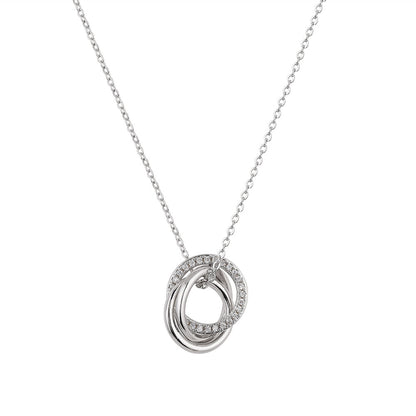 Fashionable And Versatile Seiko Micro-inlaid Interlocking Circle Necklace For Women
