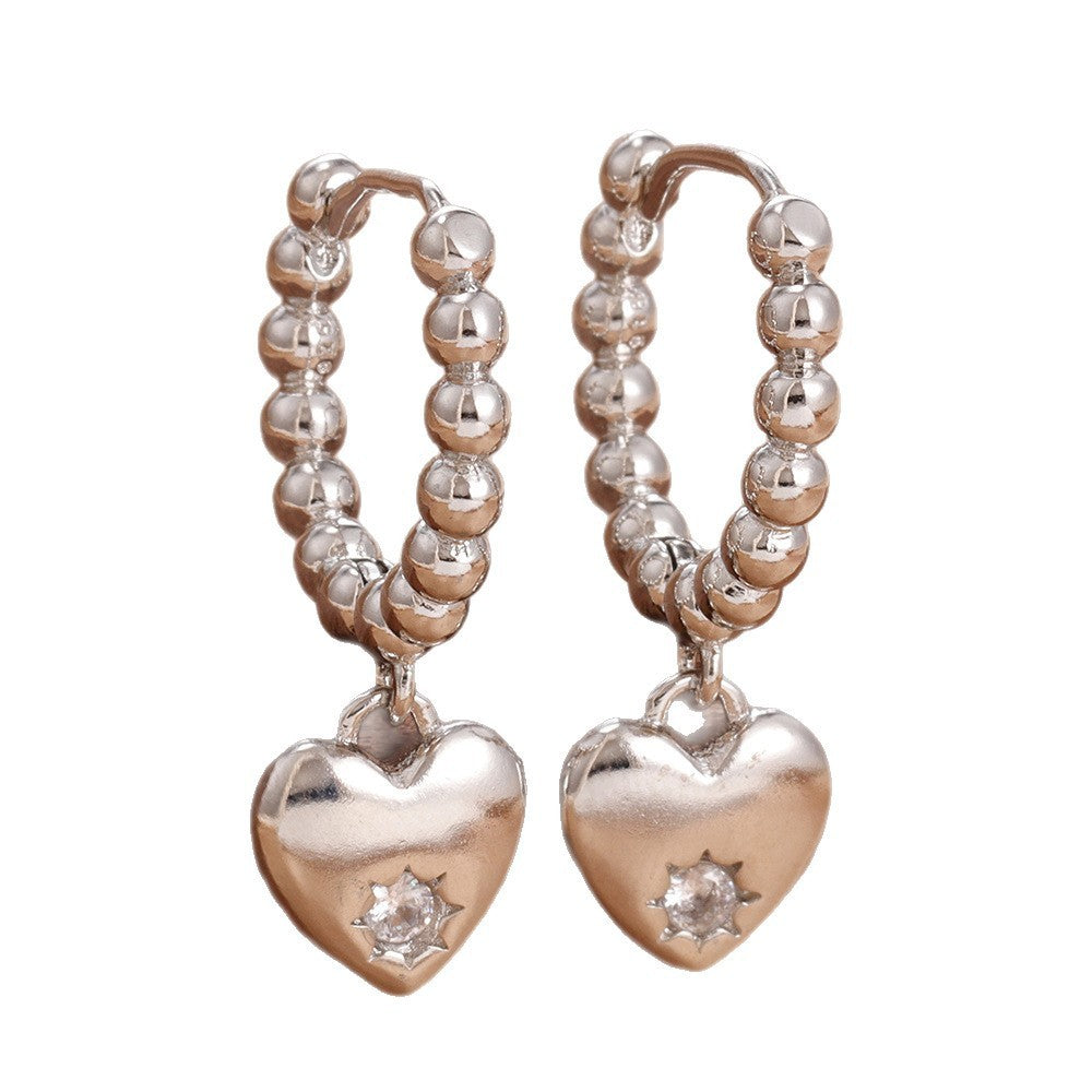 Vintage Gold Heart Earrings High-end Sense Of Light Luxury Women
