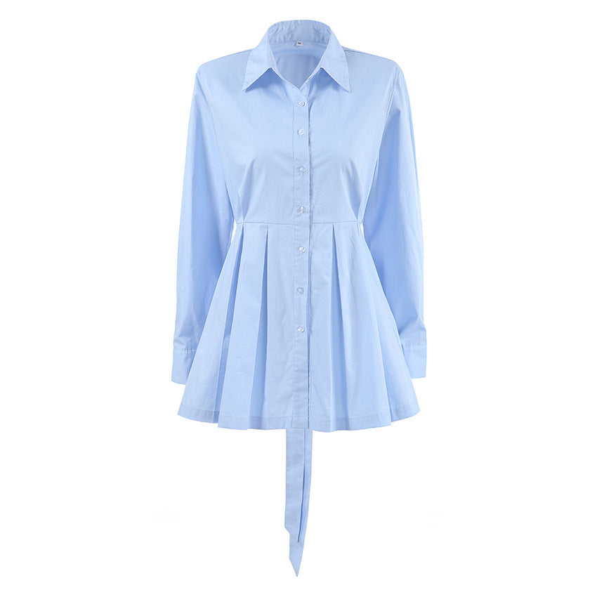 Temperament Commute All-match Cotton Shirt Long-sleeved Lace-up Top - SD & CO.