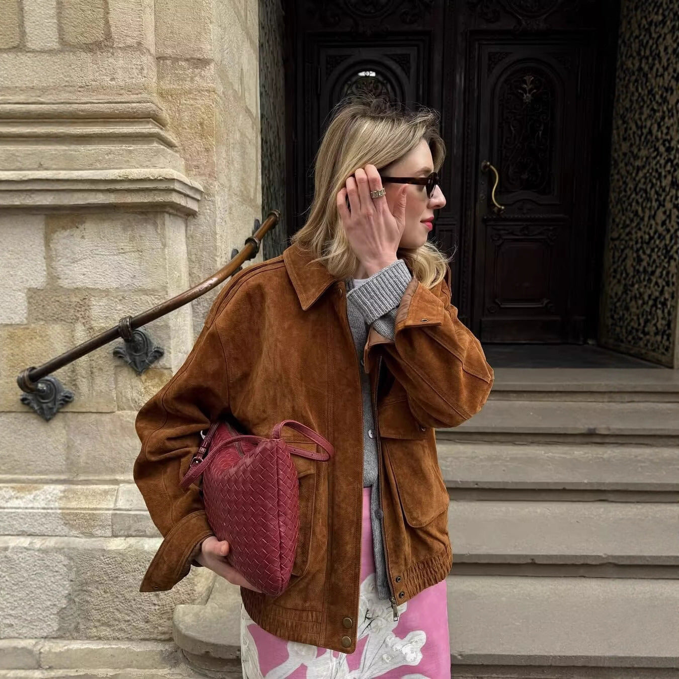 Fashionable Casual Suede Textured Pocket Decoration Spring And Autumn Jacket Jacket