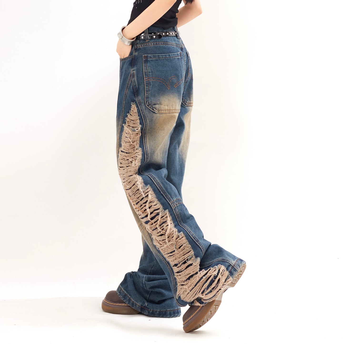 Ripped Denim Trousers For Men And Women