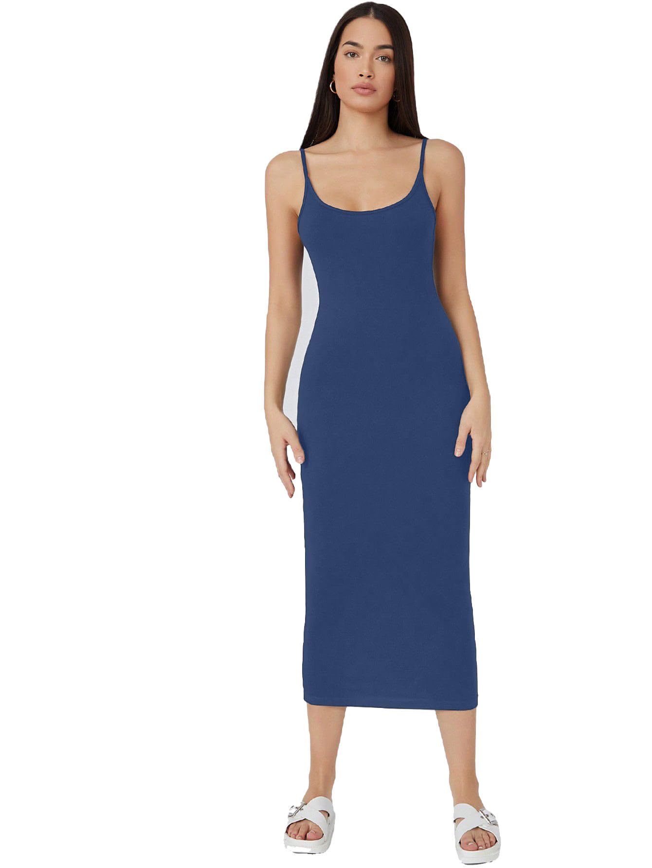 Aahwan Women's & Girls Midi Solid Cami Bodycon Casual Dress - SD & CO.