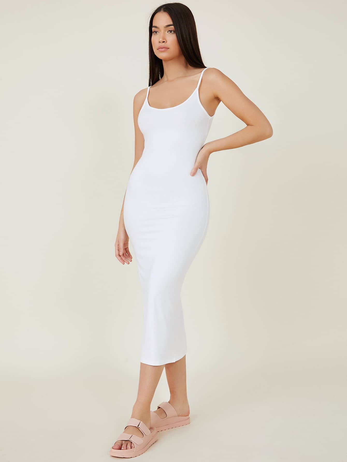 Aahwan Women's & Girls Midi Solid Cami Bodycon Casual Dress - SD & CO.