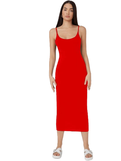 Aahwan Women's & Girls Midi Solid Cami Bodycon Casual Dress - SD & CO.