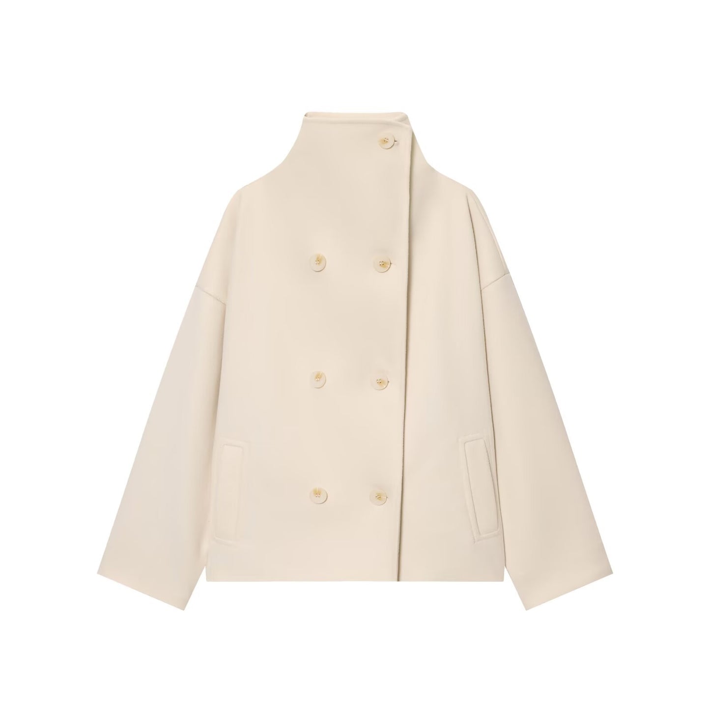 Women's High-neck Button-down Loose Knit Top