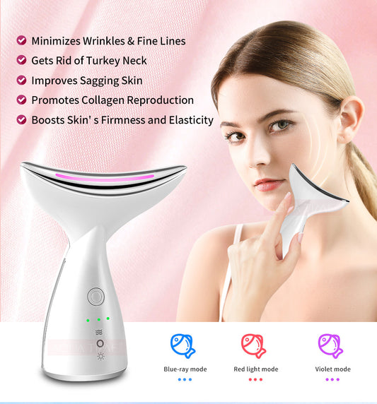 EMS Microcurrent Neck Face Beauty Device With 3 Colors LED Photon Therapy Skin Tighten Reduce Double Chin Face Lifting Devices - SD & CO.