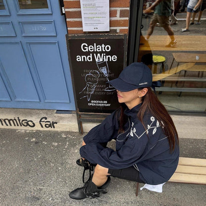 Contrast Color Jacquard Design Loose Casual Long Sleeves Jacket Coat - SD & CO.