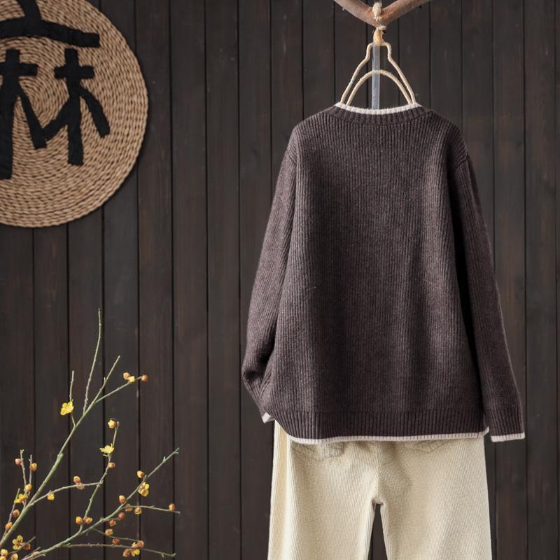 Round Neck Single-breasted Knitted Cardigan Women's Loose Coat - SD & CO.