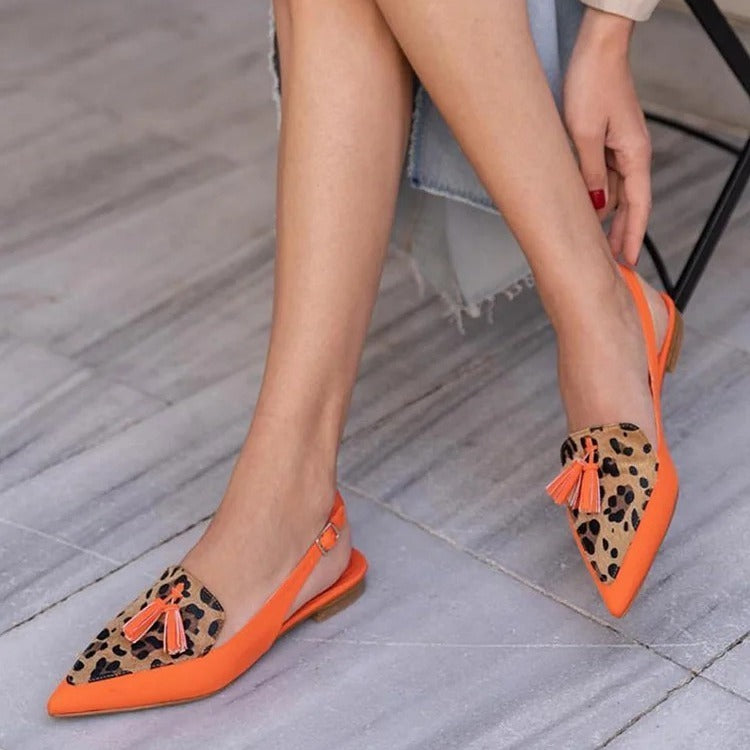 Color Matching Women's Plus Size Pointed Low Heel Slingback Sandals