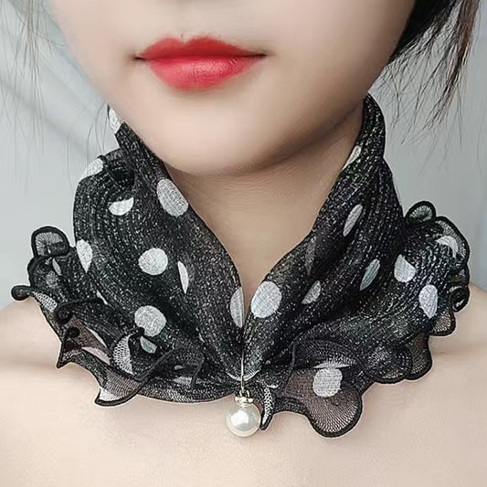 Printed Cute Decorative Scarf Lace Thin Pendant Small Silk Scarf