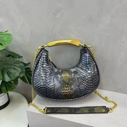 Winter New Textured Crossbody Bag Women's Cross-border Retro Shoulder Bag Crocodile Pattern Underarm Bag Personalized Design Bag