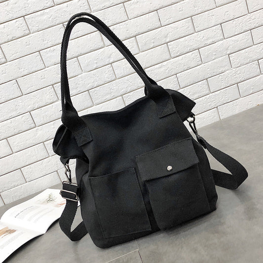 Women's Bag Cross Shoulder Canvas Bag Women's Single Shoulder Handheld Bag Japanese Simple Art
