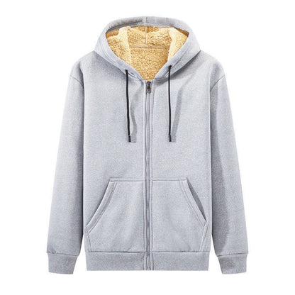 Solid Thermal Fleece-Lined Zipper Hoodie