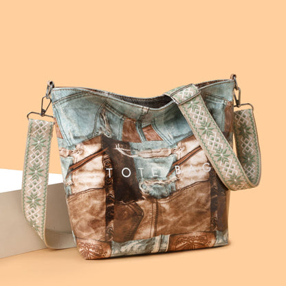 Large Capacity New Retro Patchwork Tote Bag