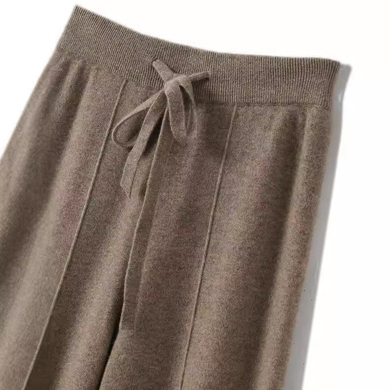 Draped Floor-length Knit Casual Pants