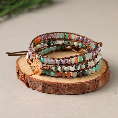 Natural Stone Hand-woven Multi-layer Tree Of Life Accessories Couple Bracelet