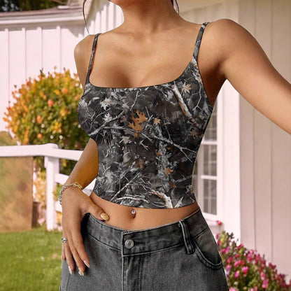 Women's Top Summer Clothing Sweet Printed Tube Top Retro Spaghetti Straps