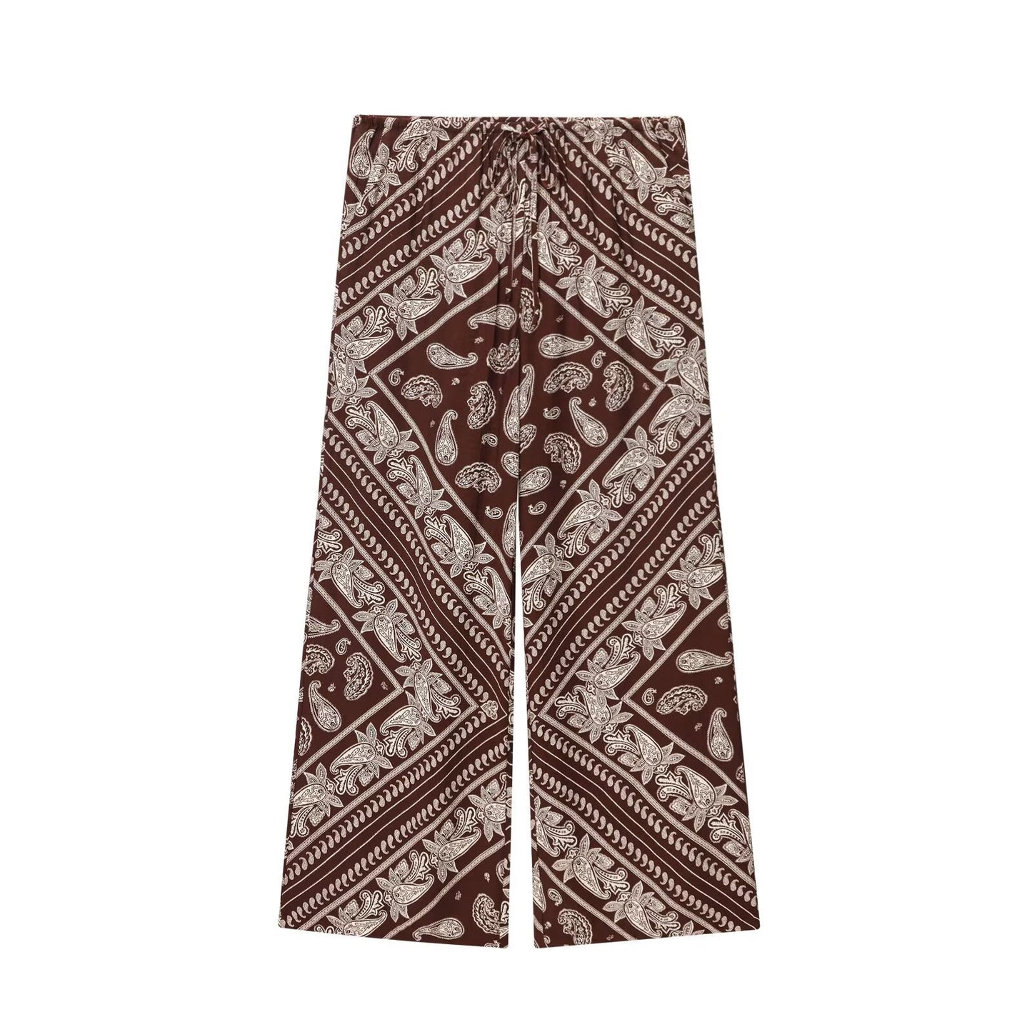 Straight Loose Printed Casual Shirt With Mid-waist Floor-length Wide-leg Pants