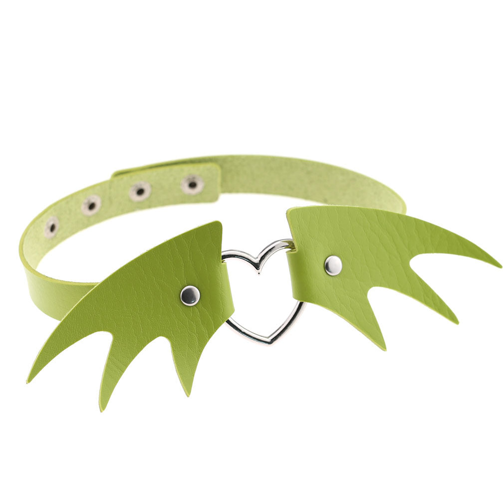 Punk style little devil PU leather collar bone collar