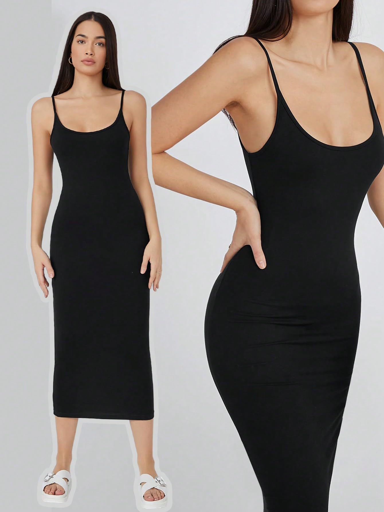 Aahwan Women's & Girls Midi Solid Cami Bodycon Casual Dress - SD & CO.