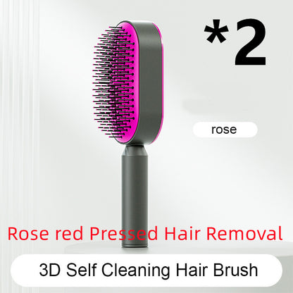 Self Cleaning Hair Brush For Women One-key Cleaning Hair Loss Airbag Massage Scalp Comb Anti-Static Hairbrush - SD & CO.